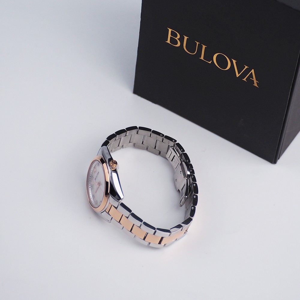 Bulova Surveyor Diamond 98P207 Mother of Pearl Dial Rose Gold Band Women’s Watch