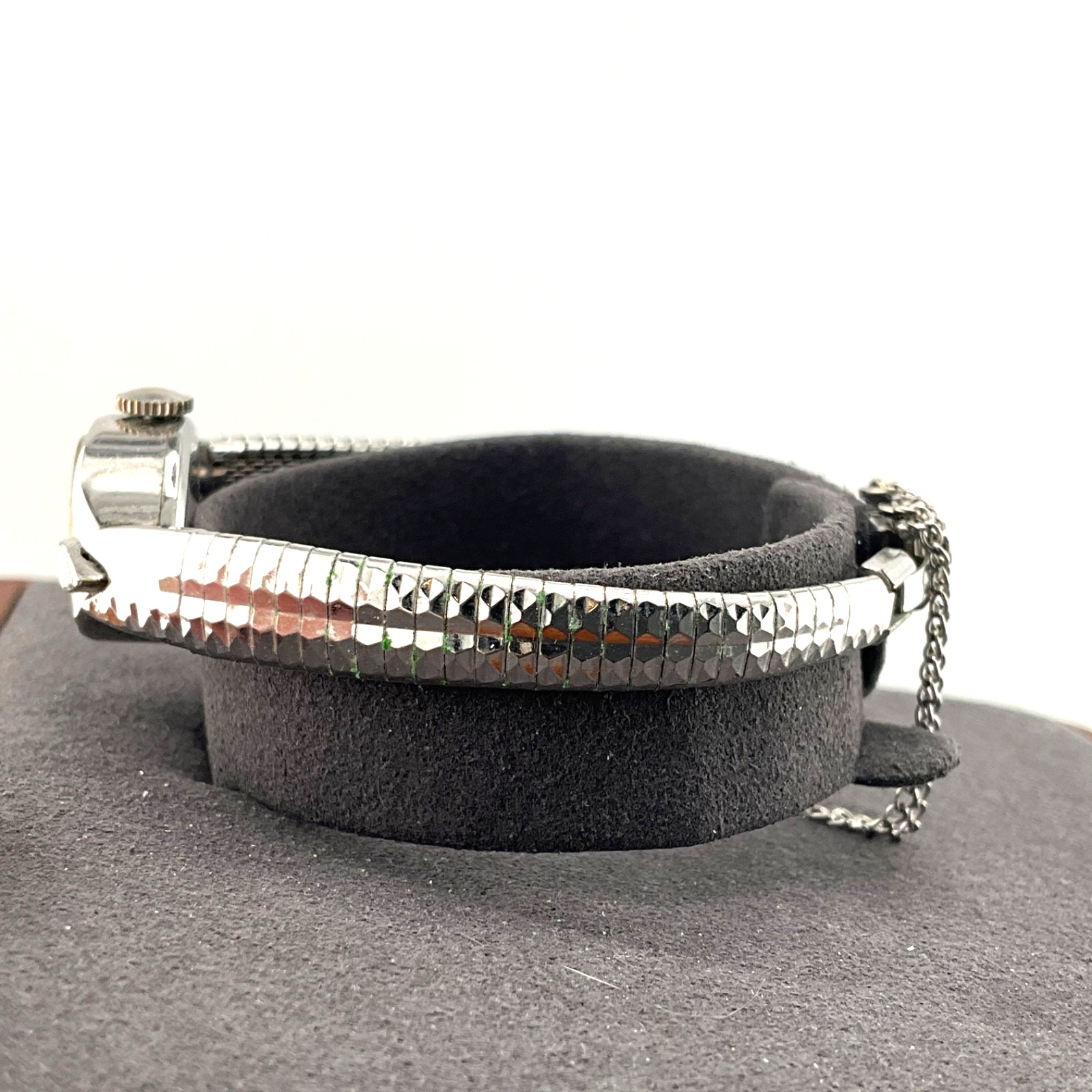Vintage Buren 1950’s MCM Cocktail Watch Silver Tone Mid Century Modern Wind Up