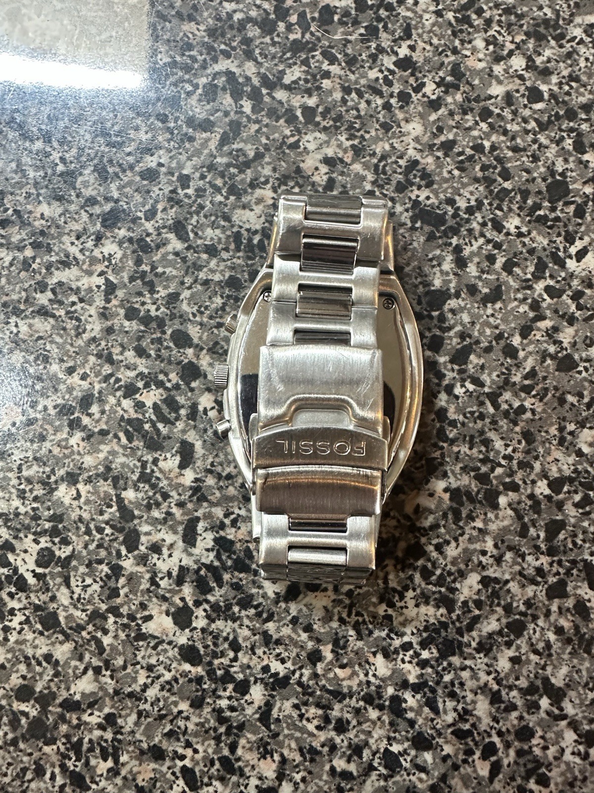Fossil Speedway Men’s Chronograph Quartz Date Silver Steel Bracelet Yellow Dial