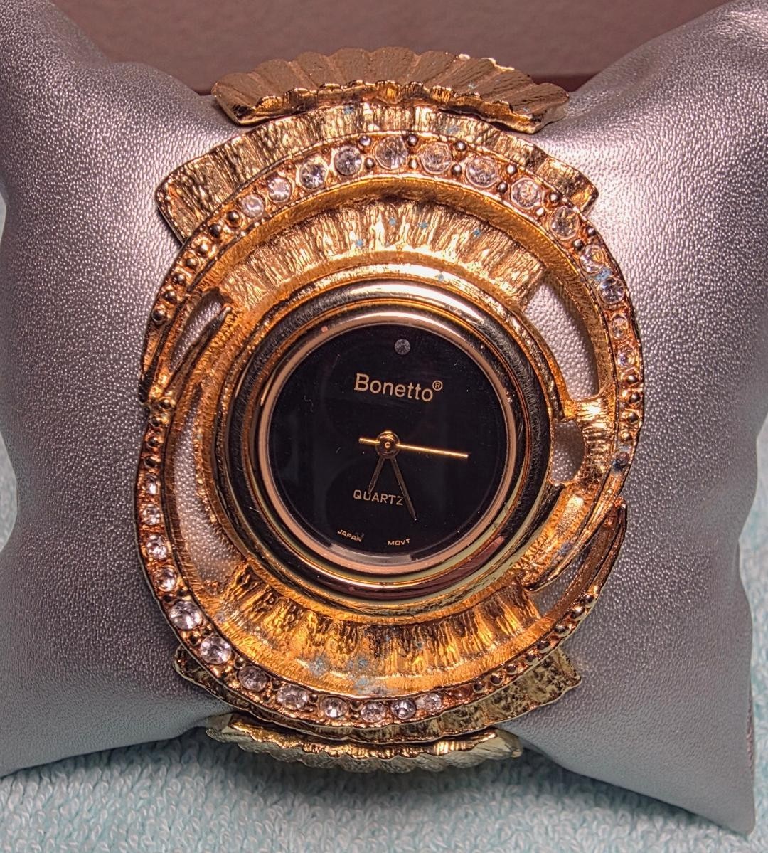 Bonetto Italian Statement Watch Postmodern Sculptural Petal-Spike Gold-Tone, Vtg