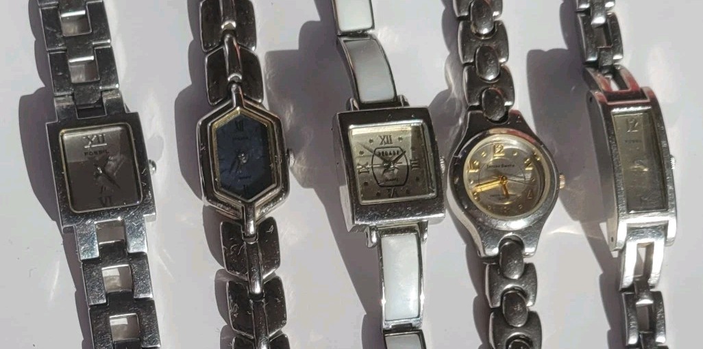 5 Watches Unisex Great Condition Silvertone Untested Wristwatch Pre-Owned