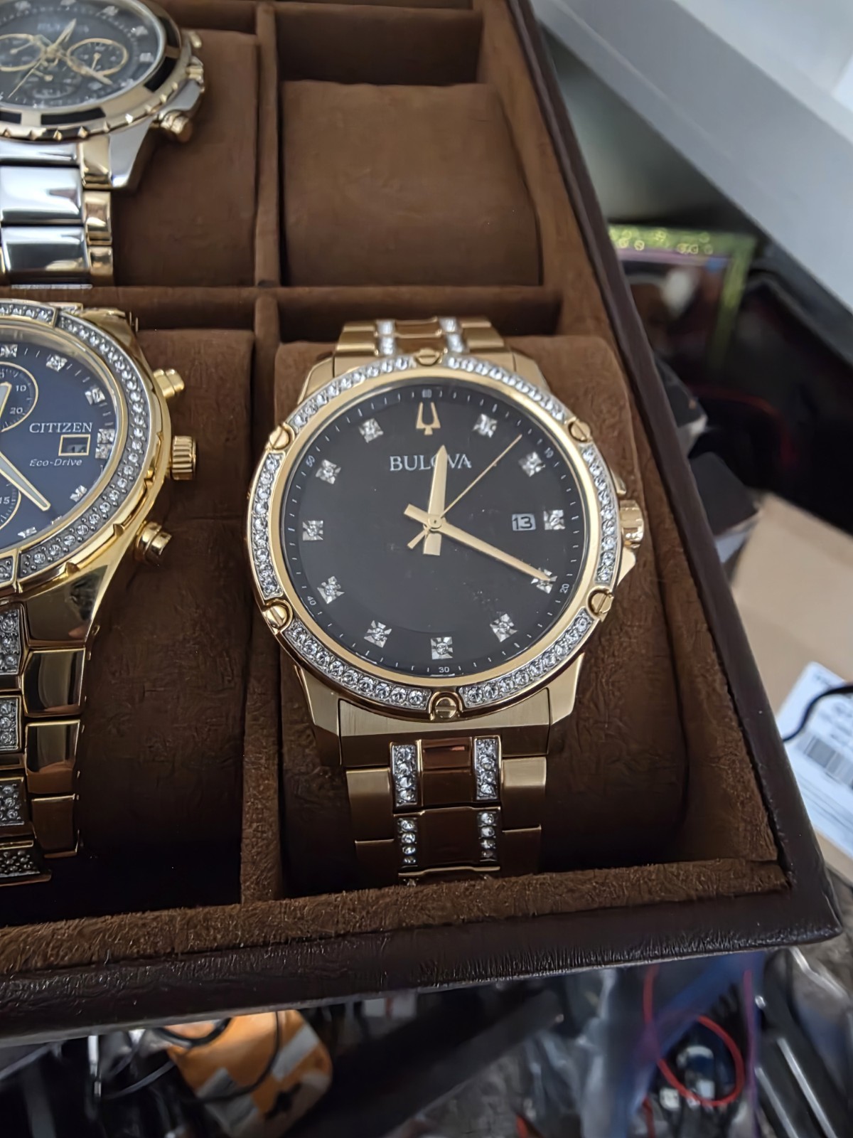 Bulova Men’s Crystal Quartz Date Gold Stainless Steel Watch 98K118 $750