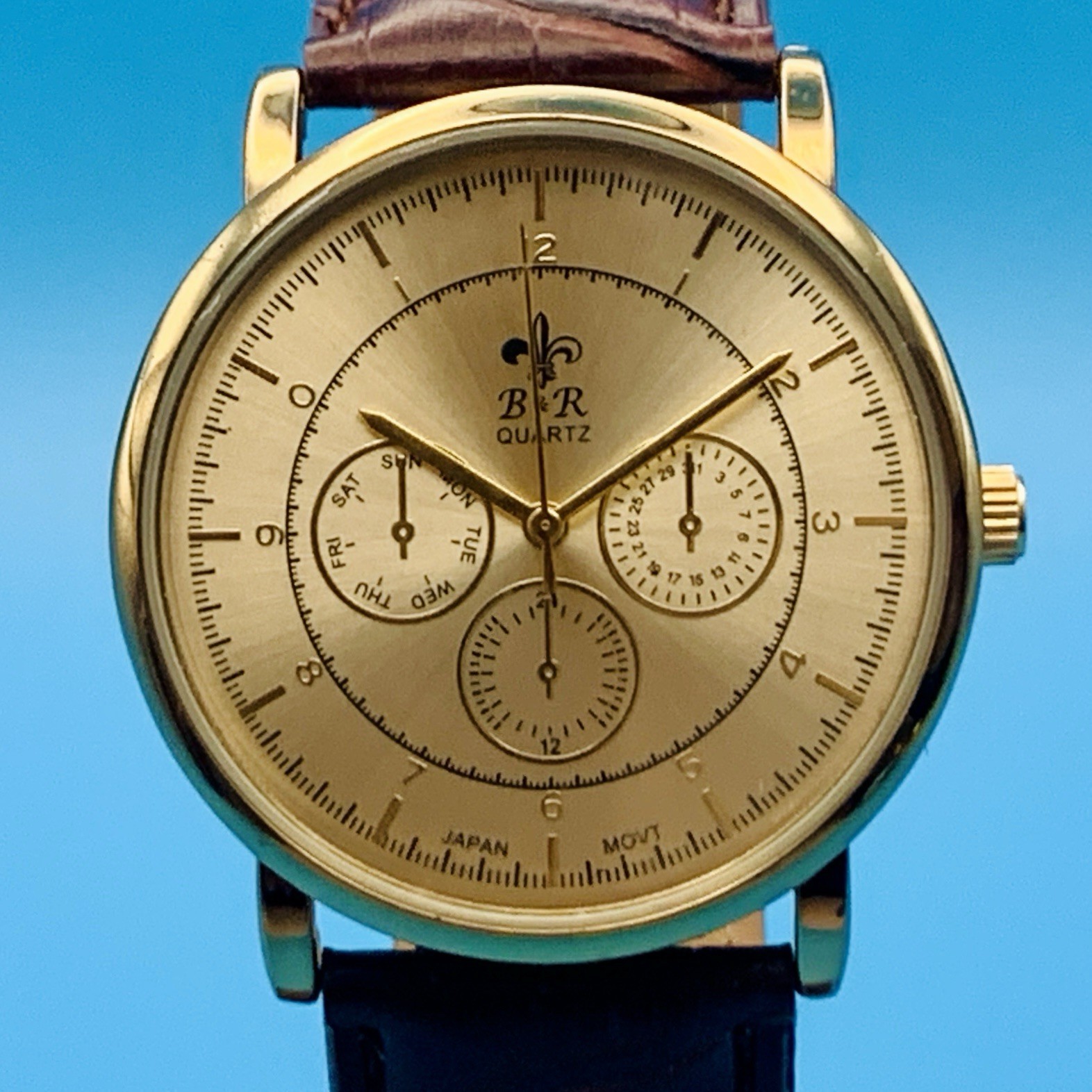 B&R BELL & ROSE Men’s Fashion Wristwatch Faux Subdials Japan Movt Works New Batt