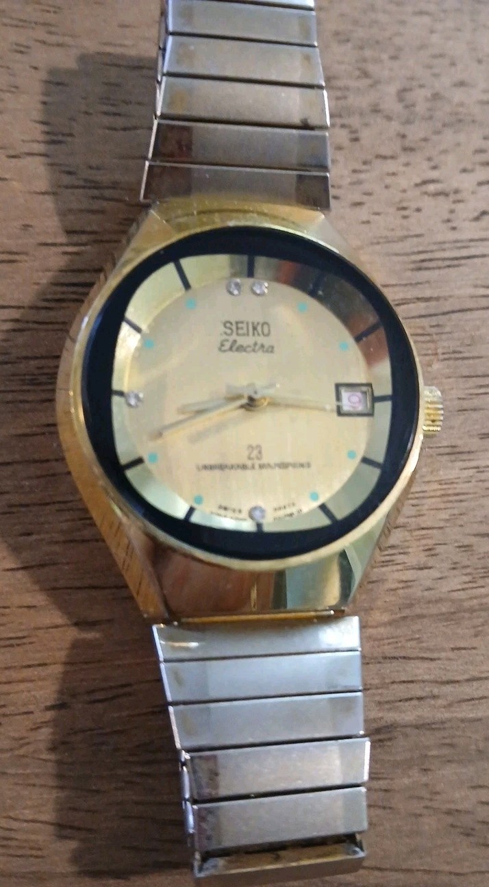 Seiko Electra Lifetime Mainspring Mechanical Mens Wristwatch With Date Works
