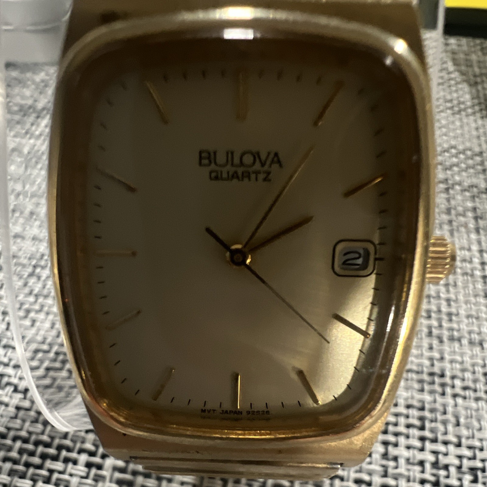Bulova Quartz Men’s Dress Gold Dial Cushion 36-39.9mm Date
