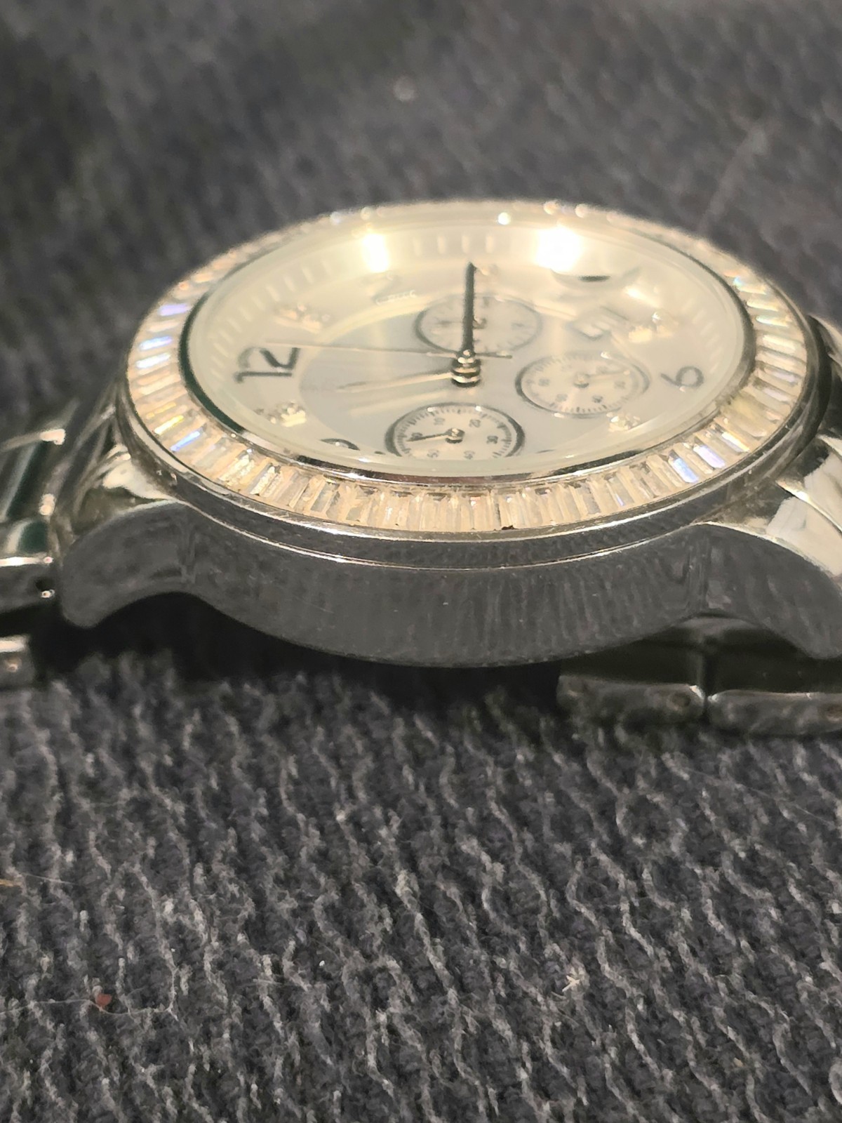 Silpada Watch Stainless Steel Silver CZ Baguettes Finishing Touch 41mm