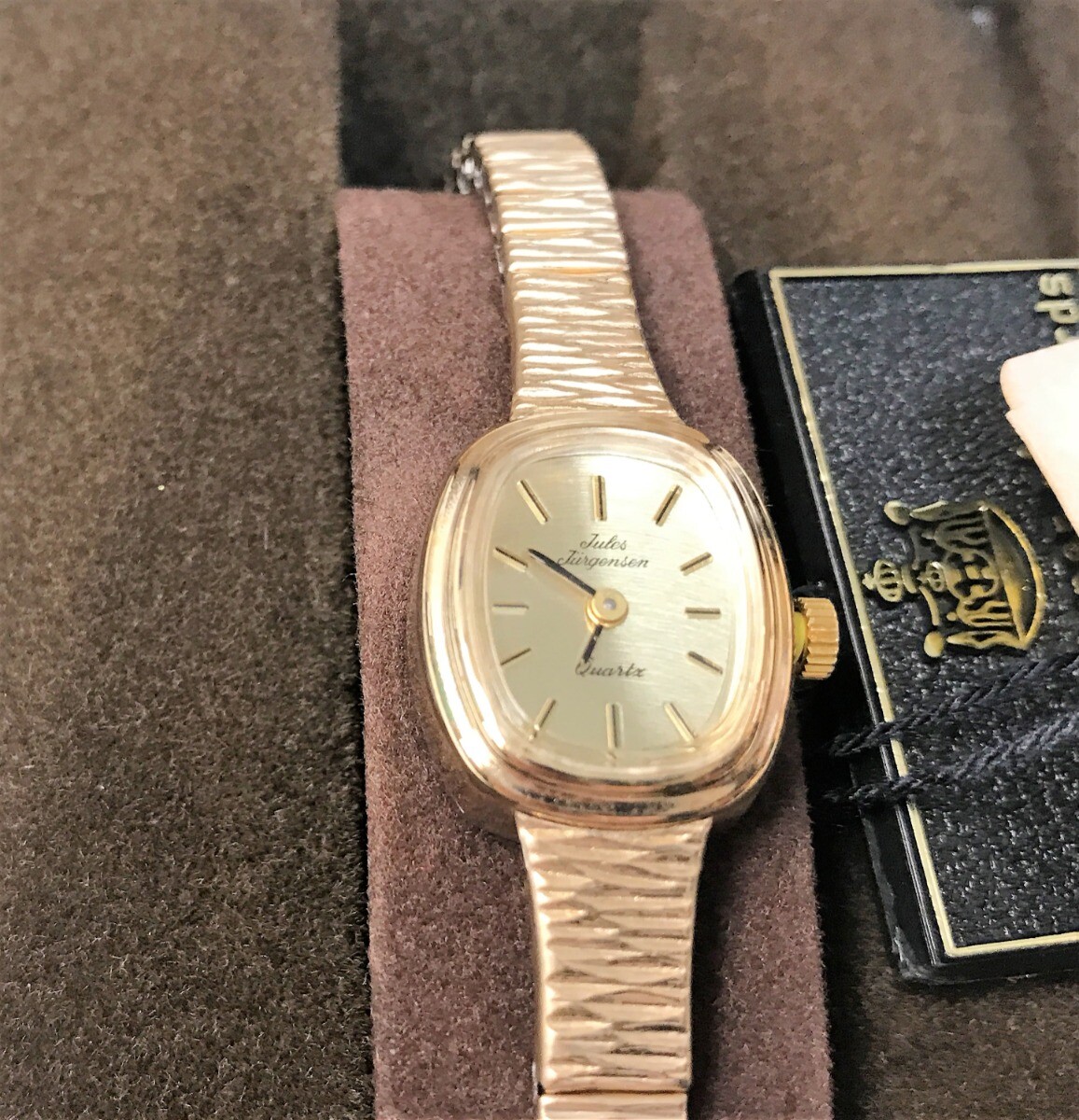 Rare NOS 1970’s Jules Jurgensen Yellow Gold Tone Ladies Watch 5980Q