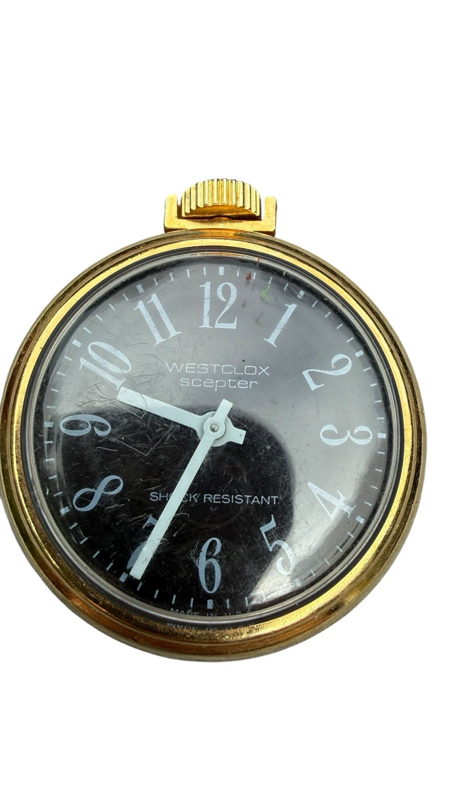 Westclox Scepter Manual Mechanical Shock-Resistant Black Dial Gold Tone Watch