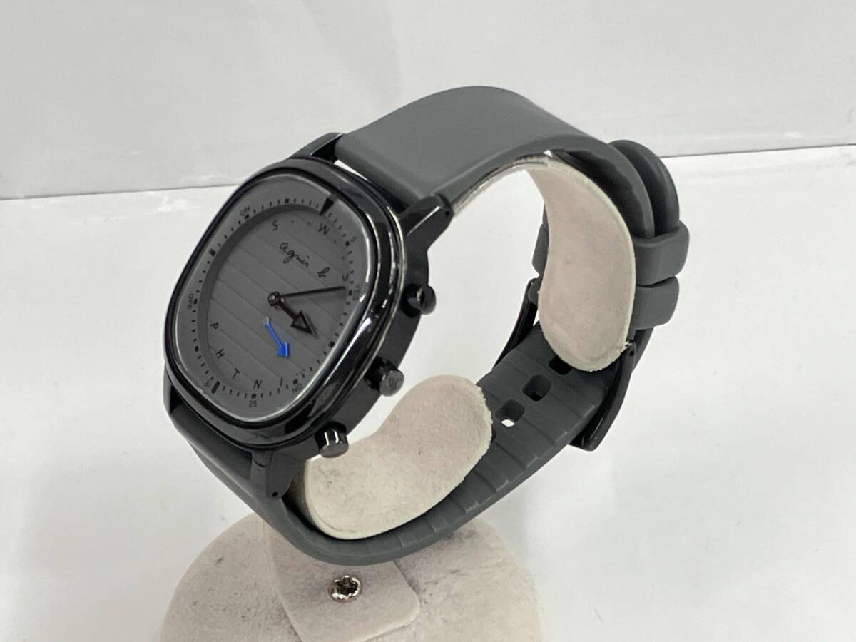 agnes b N877KRE0 Wristwatch Quartz Timepiece Used Scratched Glass Leather