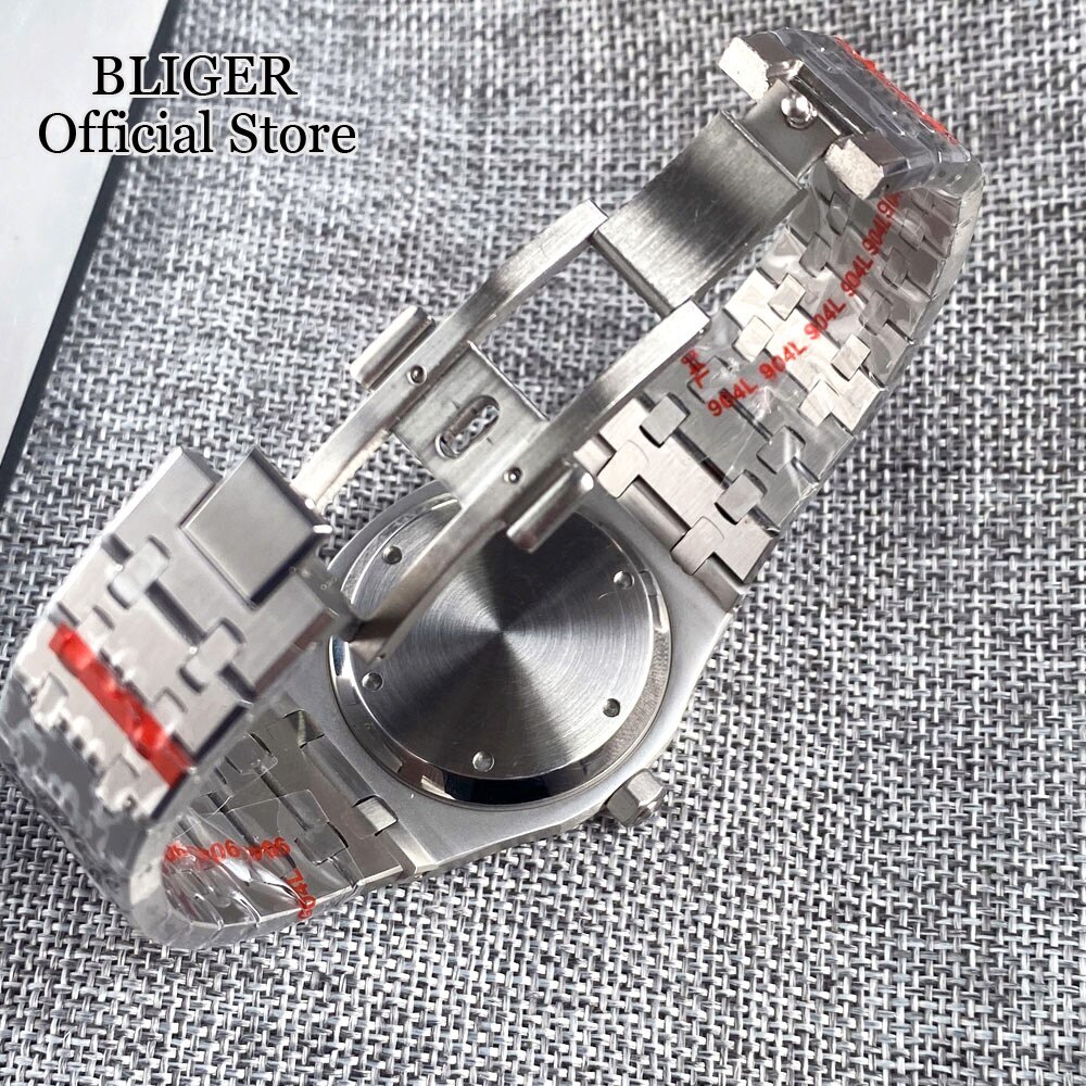 BLIGER Luxury PVD Black Square Japan NH35 41mm Sapphire Gray Blue Dial Men Watch