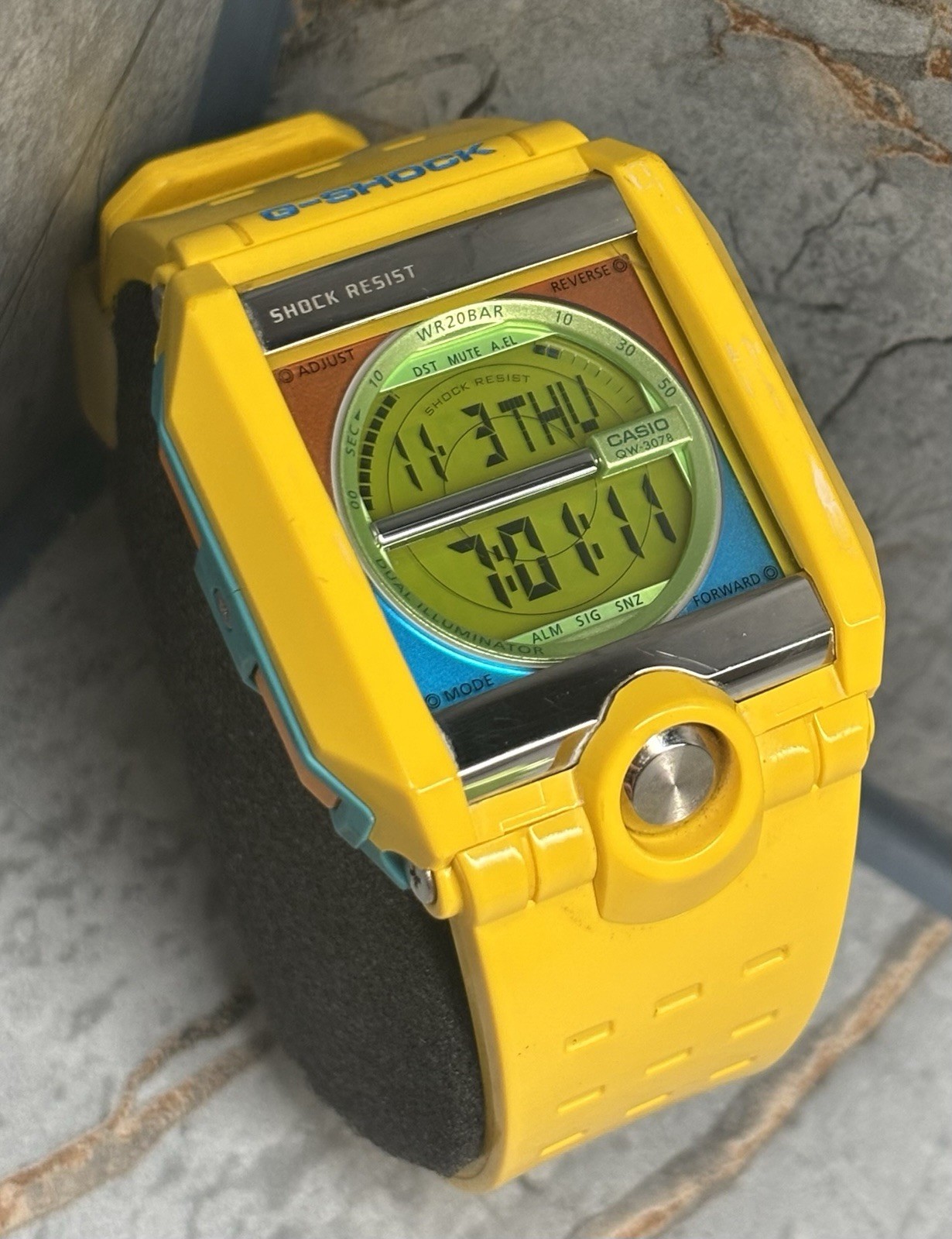 Rare Casio G-Shock G-8100C-9 Digital Watch Multi-Color Yellow Green Blue (3078)