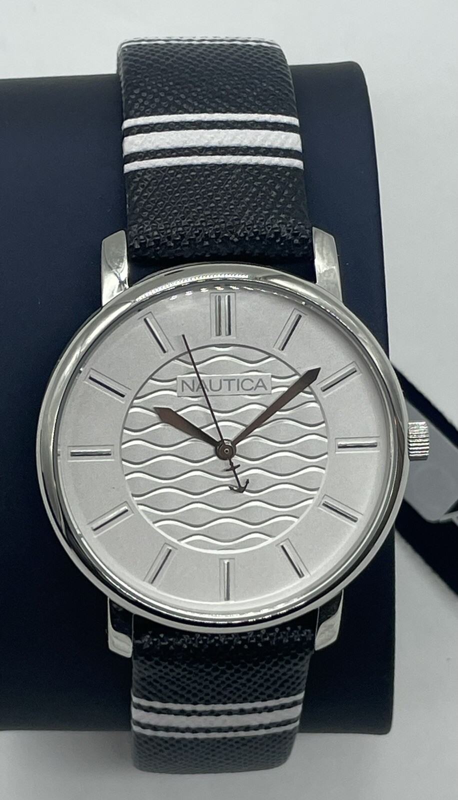 Nautica Blue navy White strap stripes 37mm White Dial women’s Watch NAPCGS001