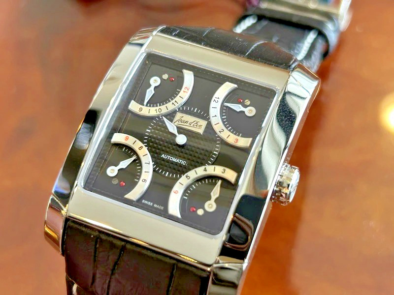 Jean d’Eve Quarta Automatic 927051NAAAK Retrograde Mens Watch Black Leather Box
