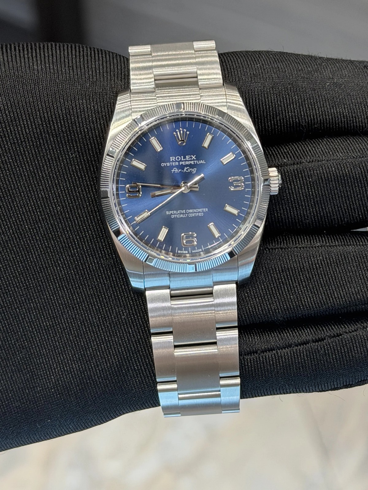 Rolex Air-King Blue Dial on Oyster 114210 Complete 2011