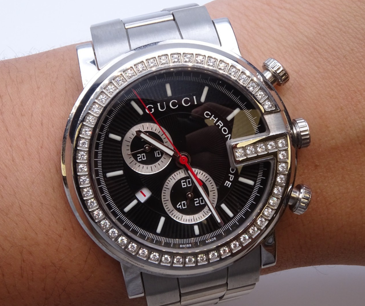 Men’s Gucci 101m G Chrono FActory Set Diamond Watch 44mm (17570-Watch-MYS)