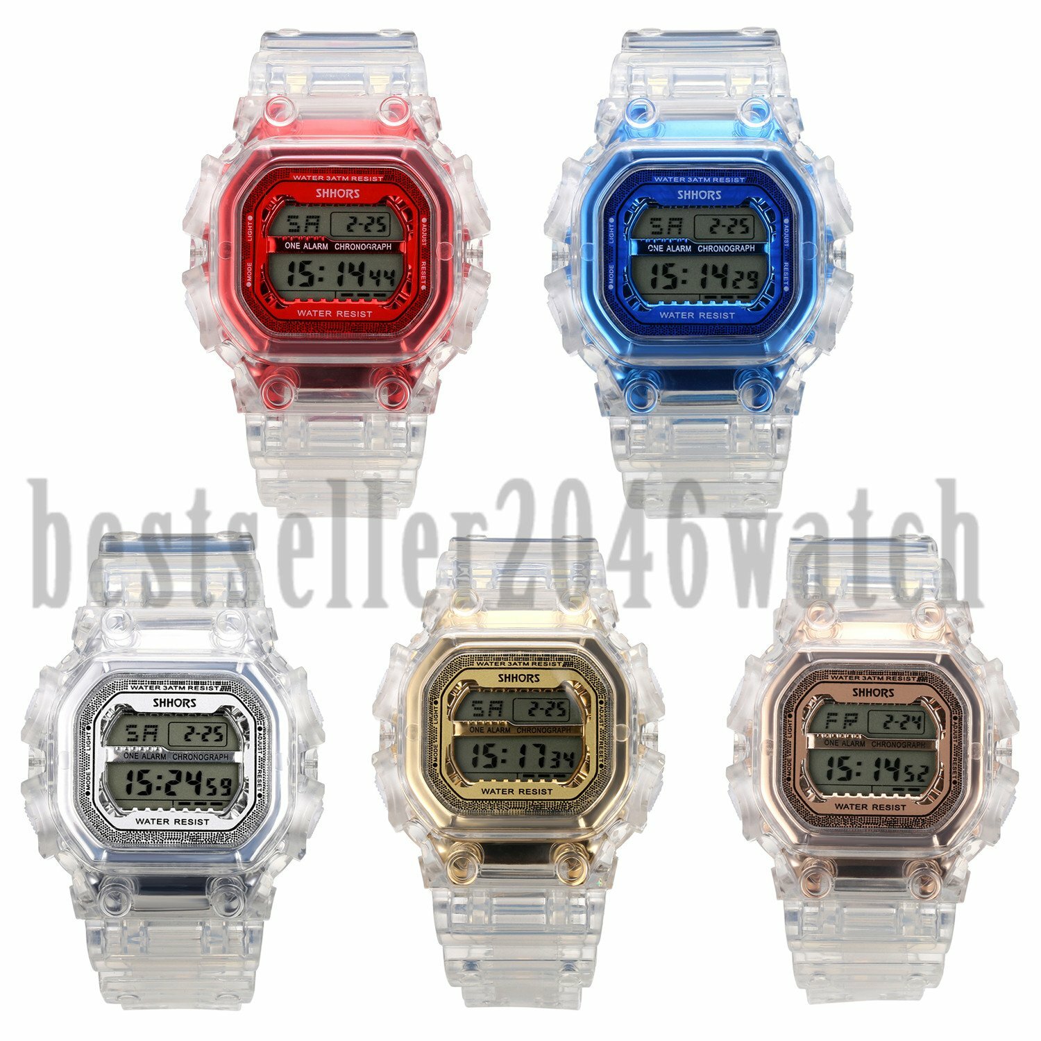 Sports Multi-function LED Display Square Dial Electronic Wrist Watch Women Men