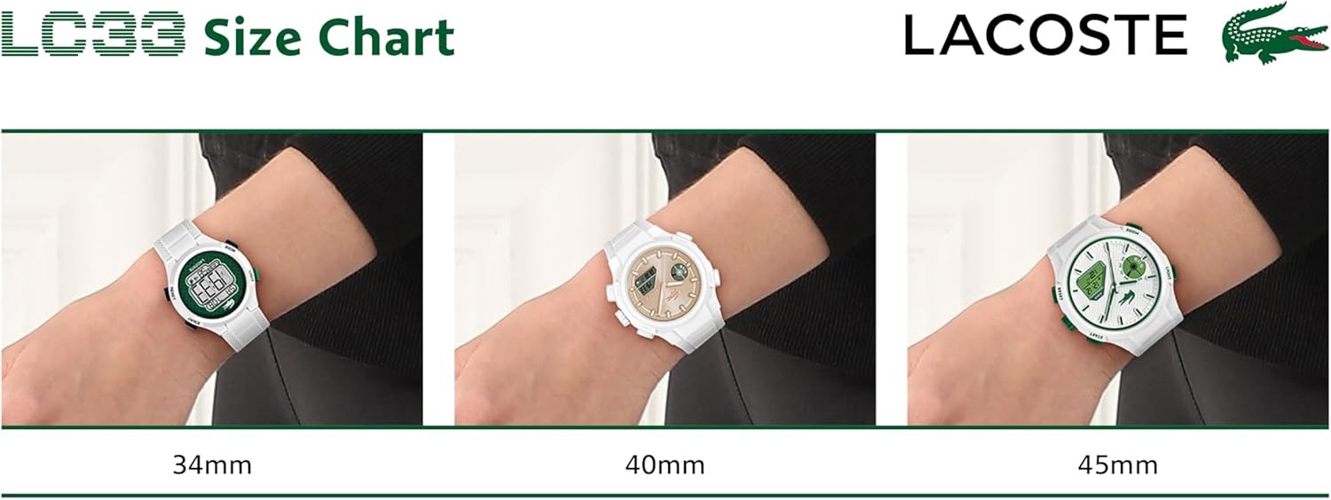 Lacoste LC33 Men’S Analog and Digital Movement Watch, Silicone Strap, Water Resi