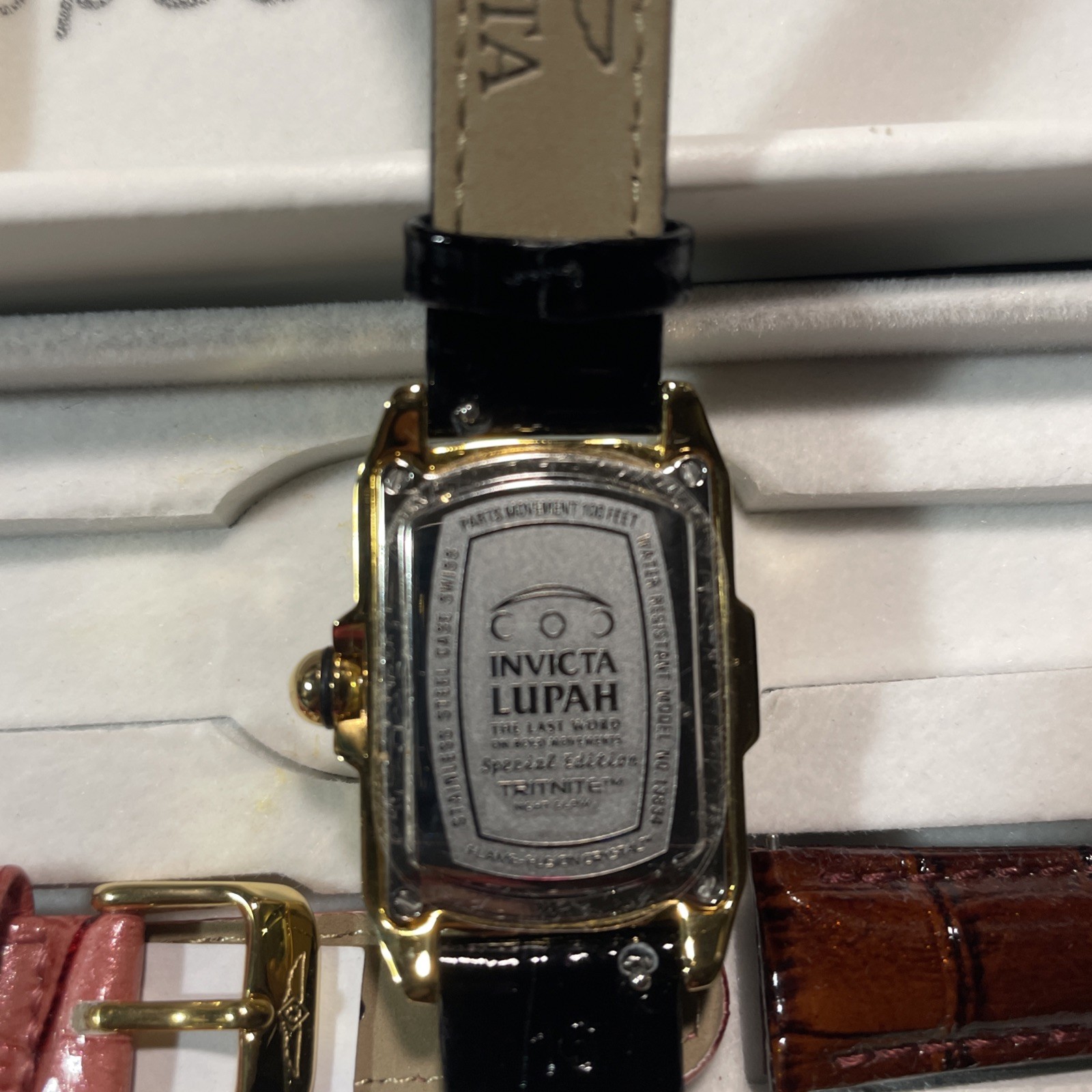 Womens Invicta Lupah Special Edition Gold Tone Watch Tritnite 13834 w/5 Bands