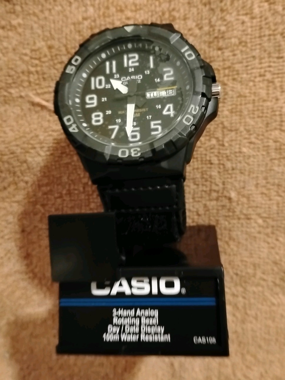 Casio Men’s Quartz Rotating Bezel Black Resin 50mm Watch MRW210HB-1BVCF
