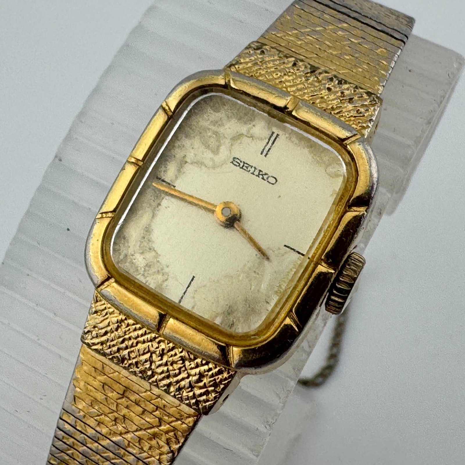 VTG Seiko Watch 11-5179 Women Hand Winding Mechanical Gold Tone Rectangle 5.75″