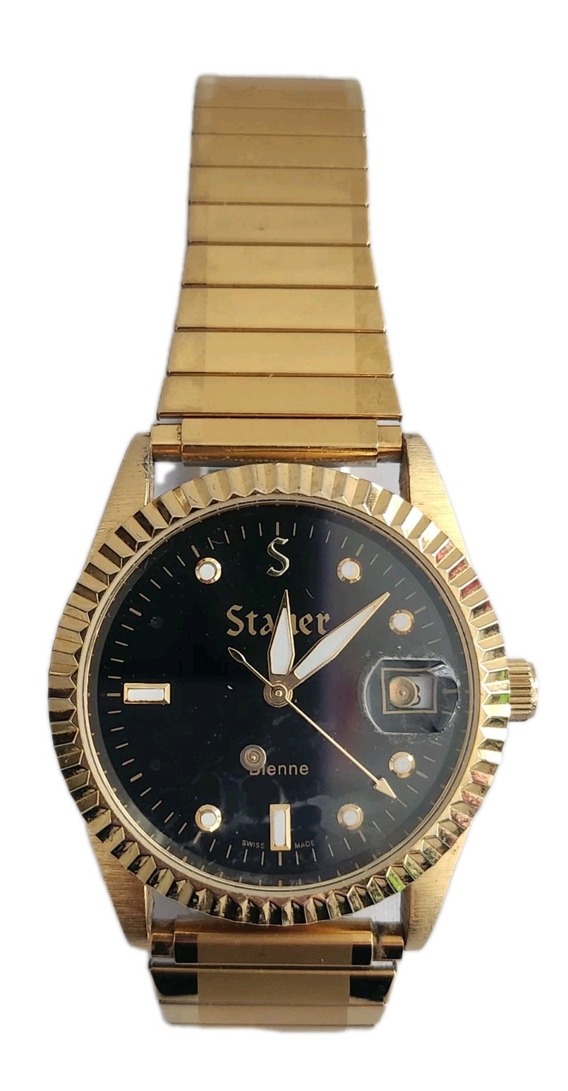 Stauer Swiss Noire Bienne Mens Watch W/Hadley-Roma Band