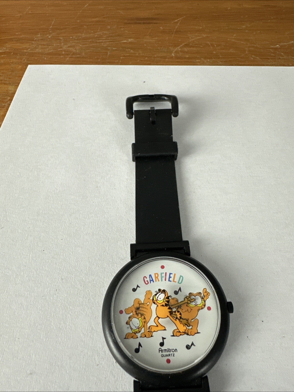 Vintage 1978 Armitron Garfield Dancing Watch Music Notes Plastic Band