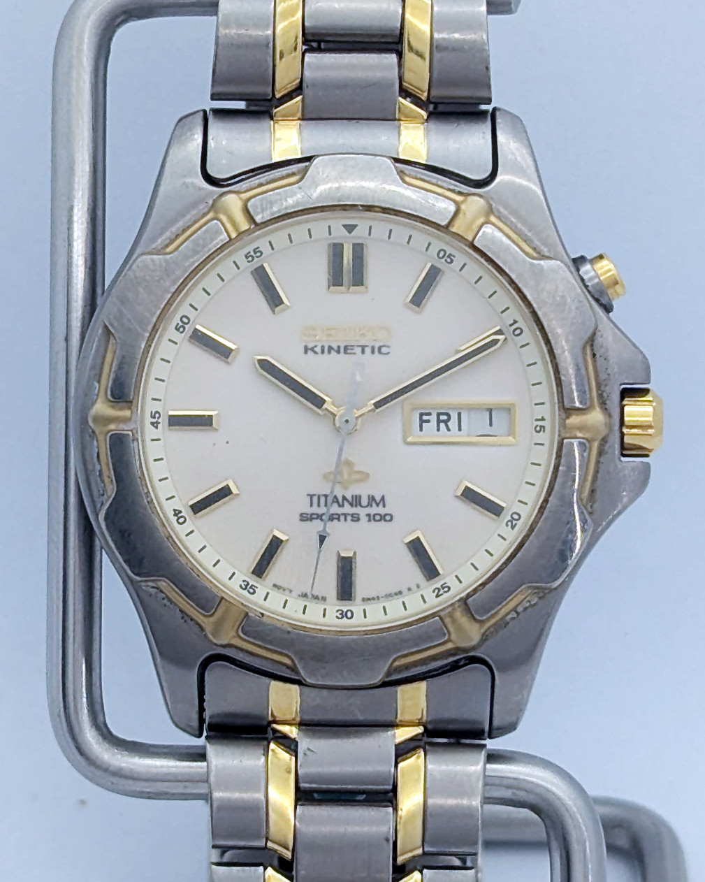 Seiko Kinetic Titanium Sports 100 5M43 Full Lume Day Date | New Capacitor & Box