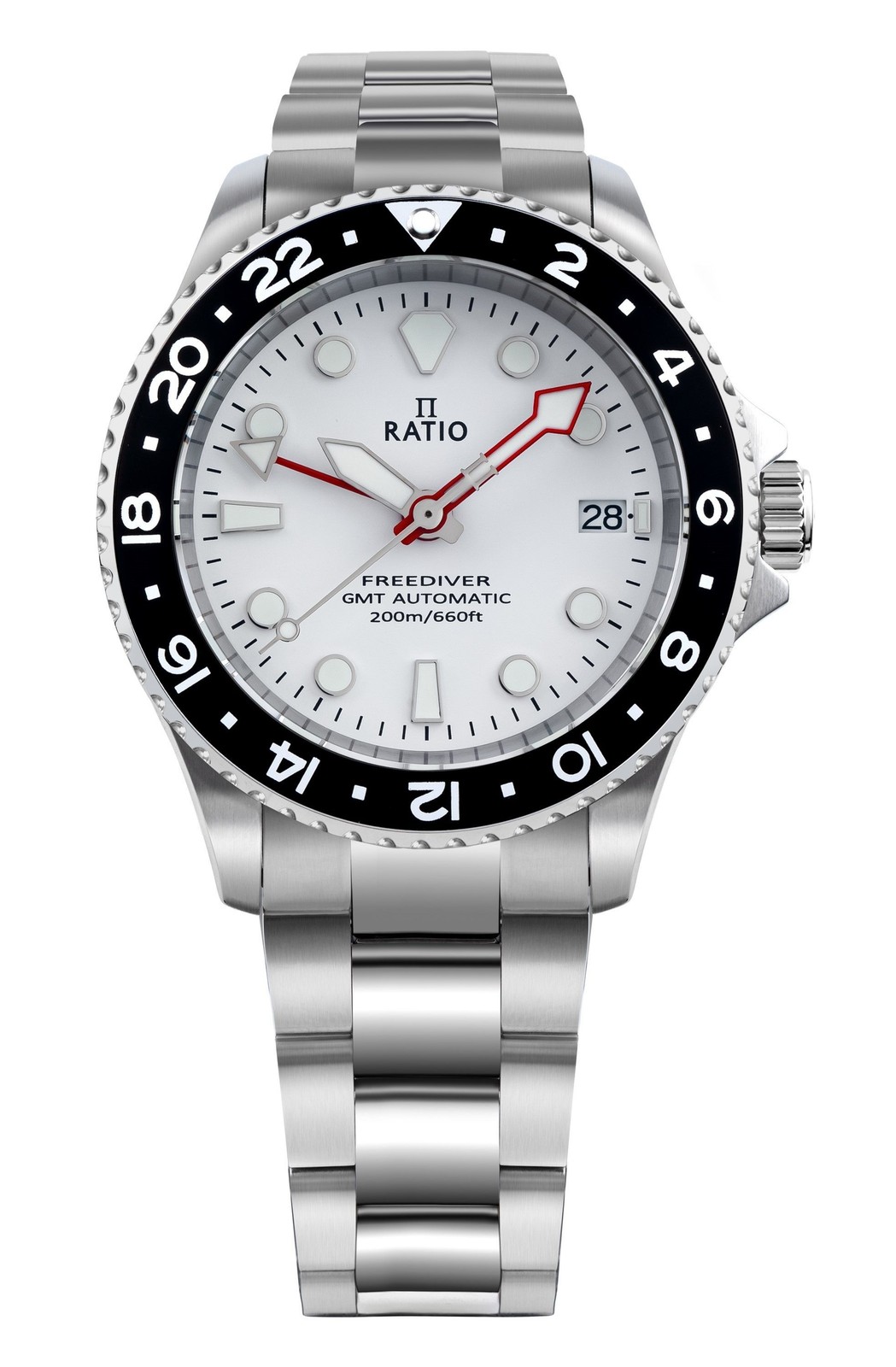 Ratio FreeDiver GMT White Dial Automatic Diver’s 200M Men’s Watch RTF057