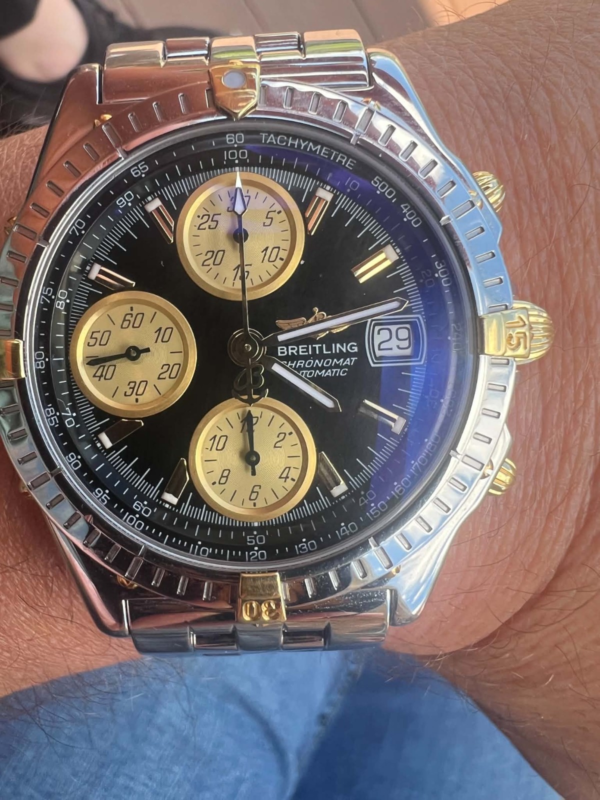 Breitling Chronomat Silver and Gold B13050.1
