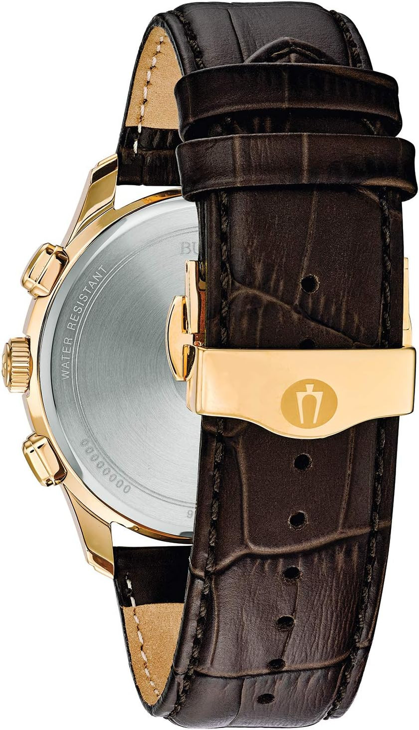Men’s Classic Brown Leather Watch – 46.5mm Wilton Style 97B169