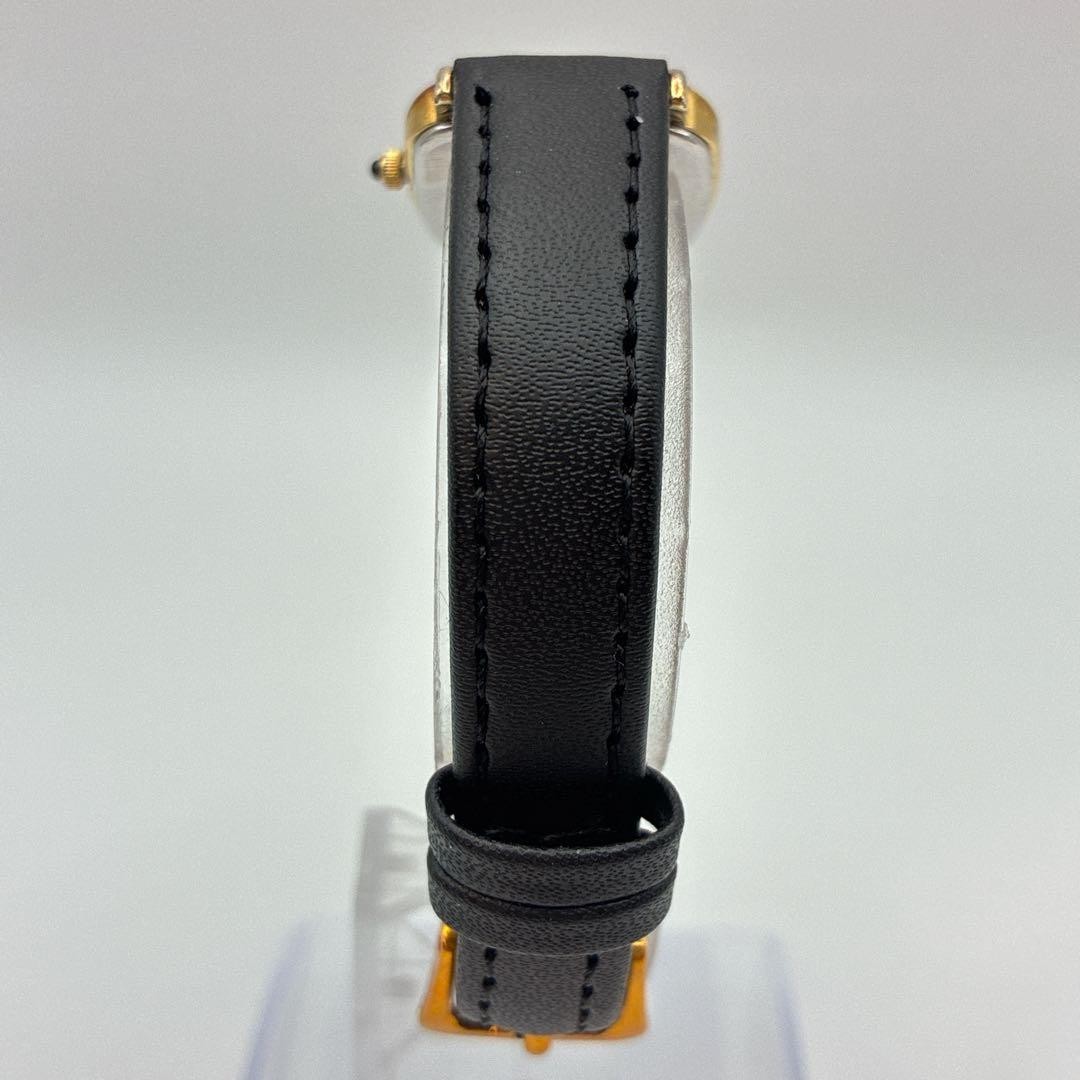 CITIZEN EXCEED Tank Rectangular Watch Beige Dial Black Strap 20.3mm Vintage