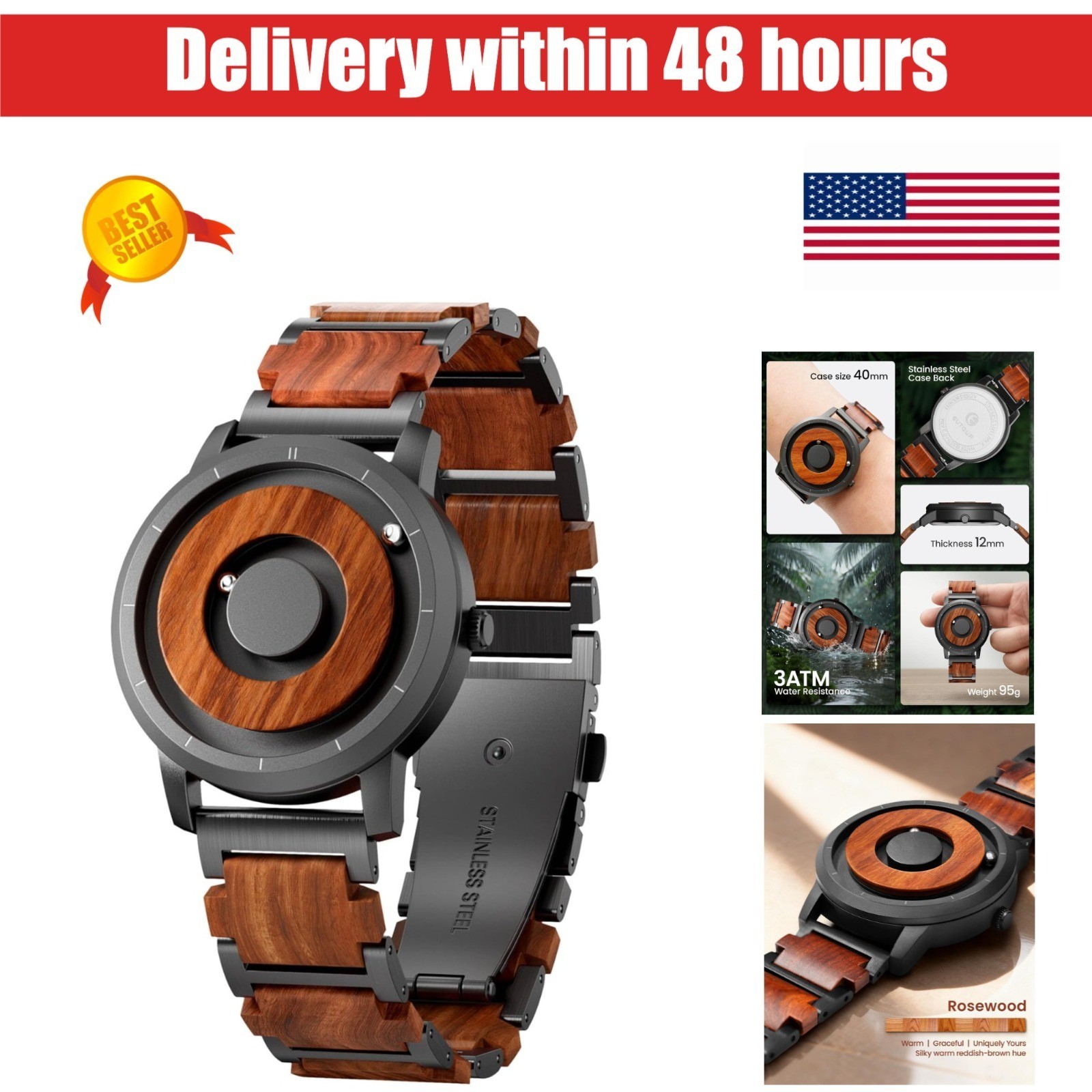 EUTOUR Magnetic Quartz Watch for Men | Unique No Hands Design