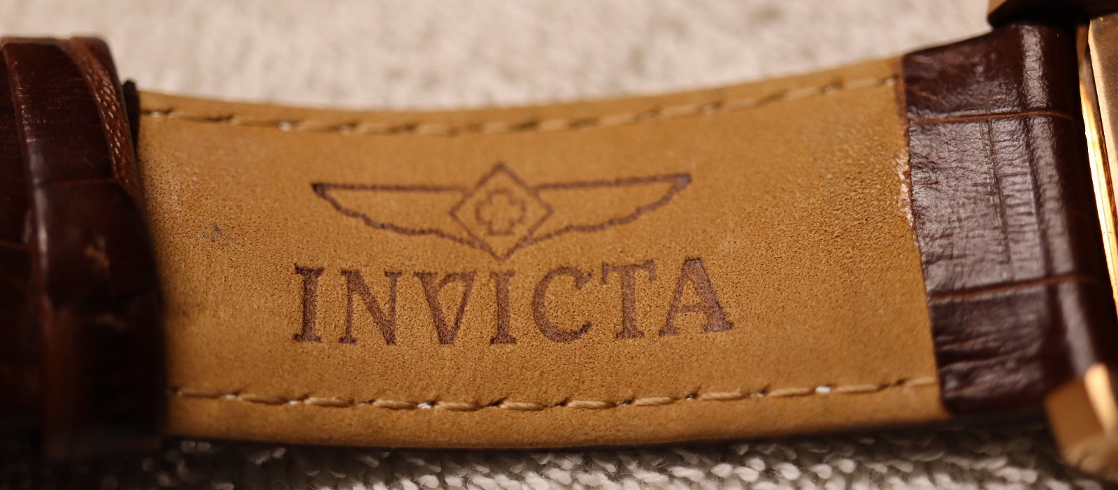 ROSE GOLD CASE INVICTA 5776 Blue Green Dial Brown leather Strap Men’s Watch