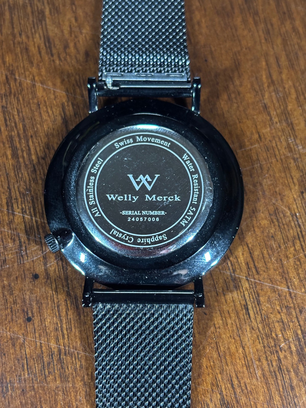 Welly Merck Watch 35mm Blue Dial Minimalist Black Stainless Steel