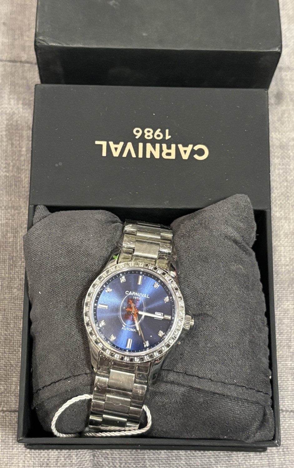 Carnival Ladies 33mm Automatic 1986 Diamonds-No8685L Stainless With Blue Dial