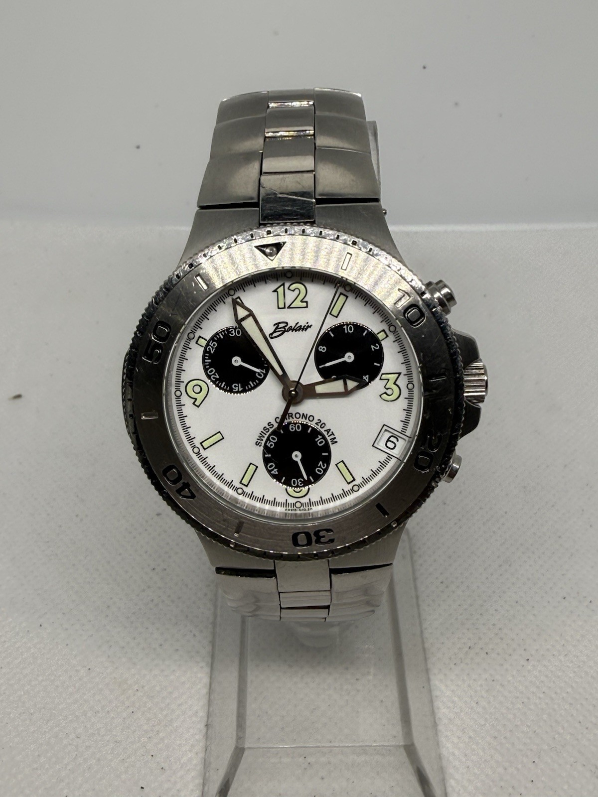 Belair A9915 Men’s Chronograph Diver Watch Swiss Quartz Stainless Steel