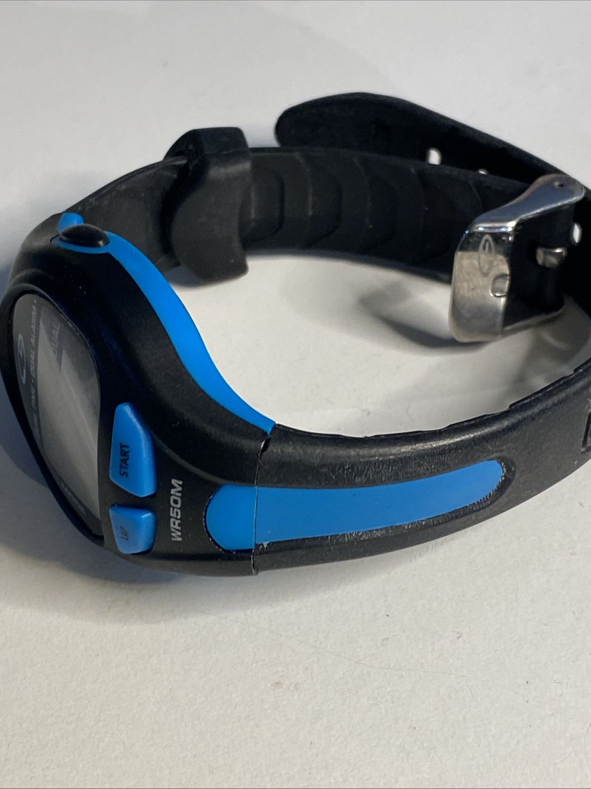 C9 Dual Time Dual Alarm WR 50 M Gray Blue Silicone Band New Battery