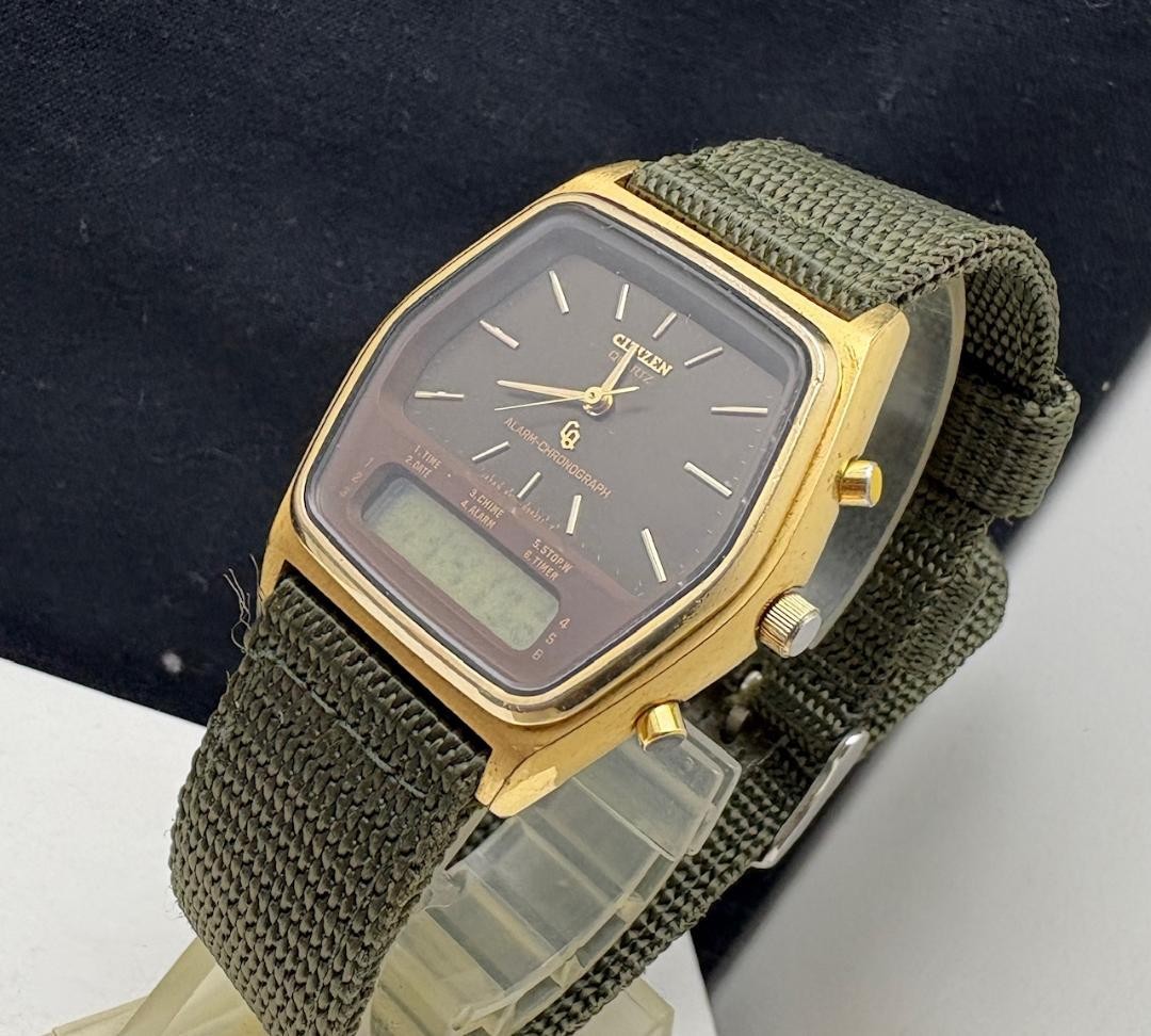 1980 CITIZEN DIGI-ANA Digital Analog Watch 35x39mm 8mm Junk For Repair Parts