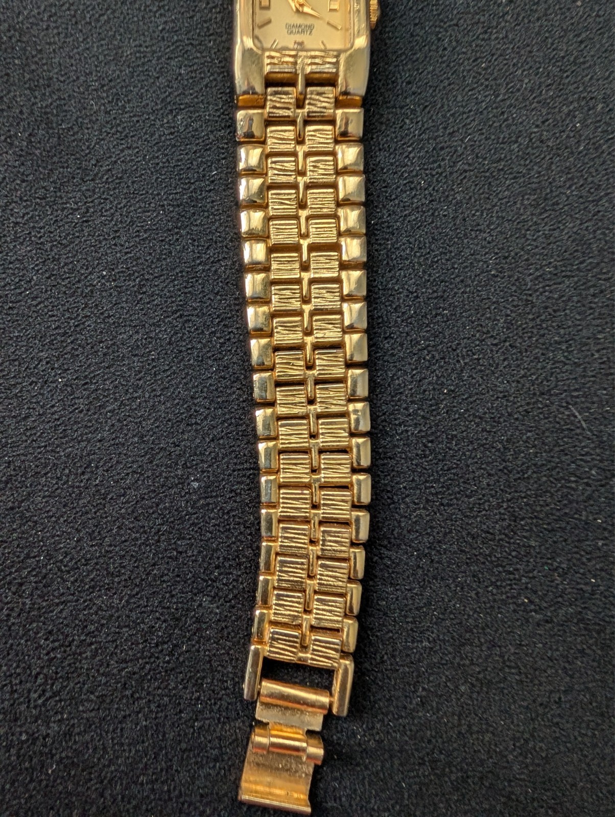 Bulova Diamond Quartz Women’s Gold Tone Watch Swiss Made 18K Gold Electroplated