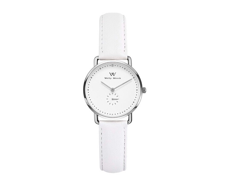(NEEDS BATTERY) Welly Merck Women’s Luxury Watch Pioneer Lyon White Leather 34mm