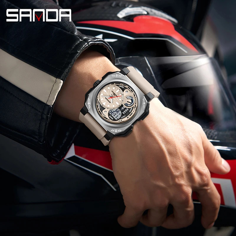 SANDA Fashion Men Electronic Watch Waterproof Shockproof Sports Luminous Calenda