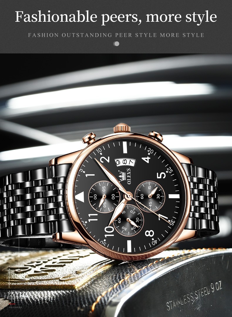 OLEVS 2869 Fashion Wrist Casual Quartz Luminous Multifunctional Business Watch