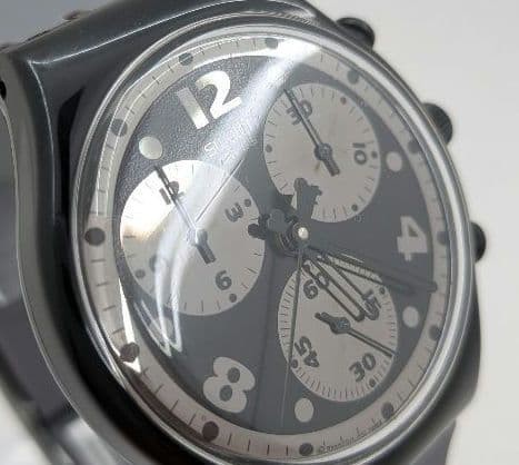 Swatch CHRONO MOONSHADOW SCB110 Analog Watch Black Quartz Used More Features
