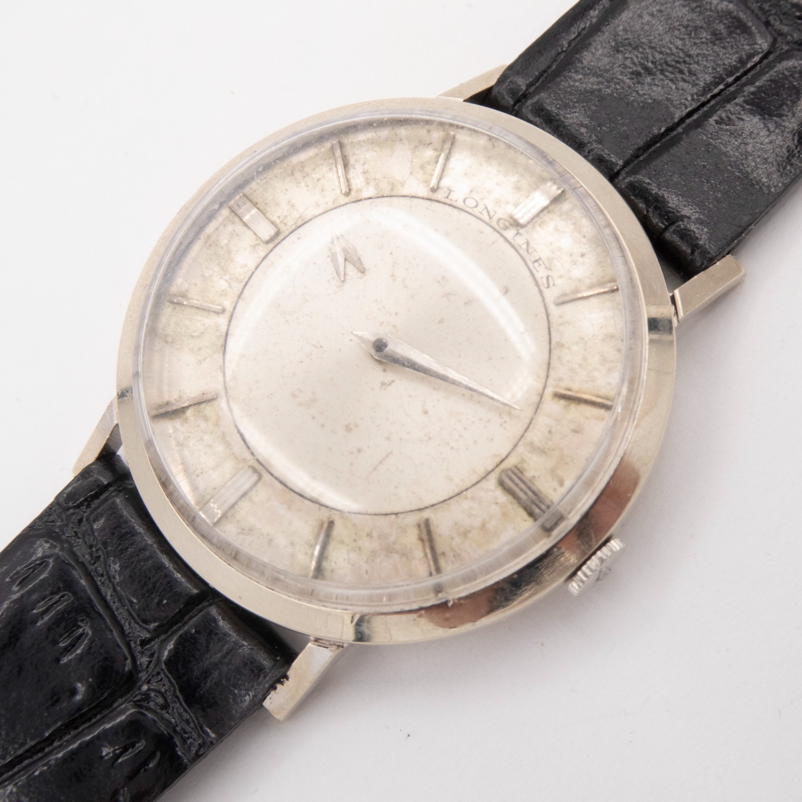Vintage Longines Cal. 23Z 17-Jewel 10K White Gold Filled Wristwatch, Keeps Time