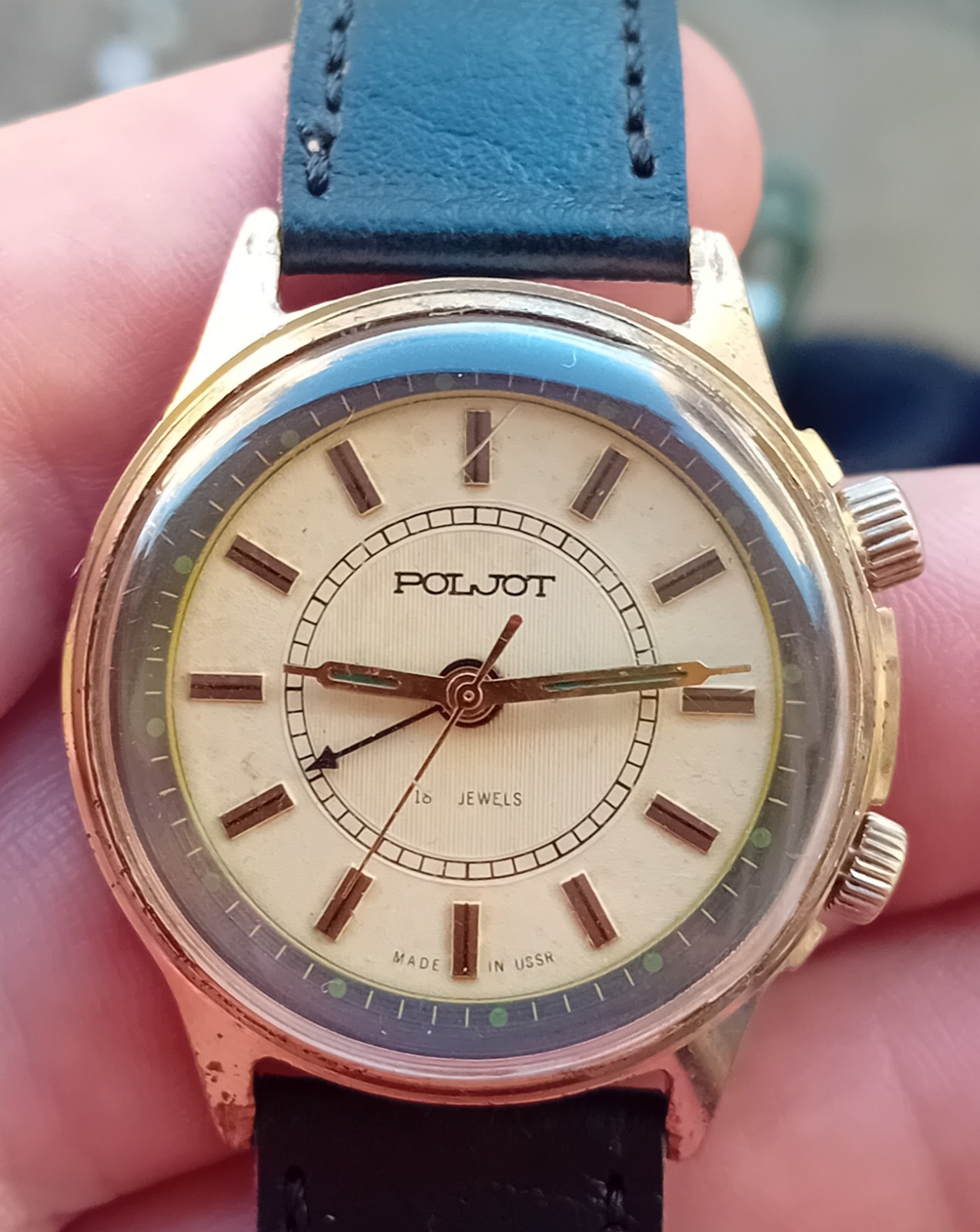 Poljot Signal 18 Jewels Vintage Herren Armbanduhr Alarm USSR GOLD PLATED MEN’S35