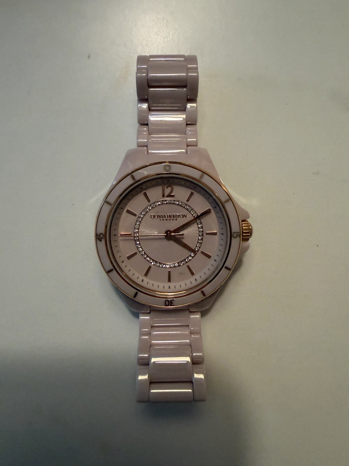 Olivia Burton London Pink Rose Gold Quartz Bracelet Watch Runs Great