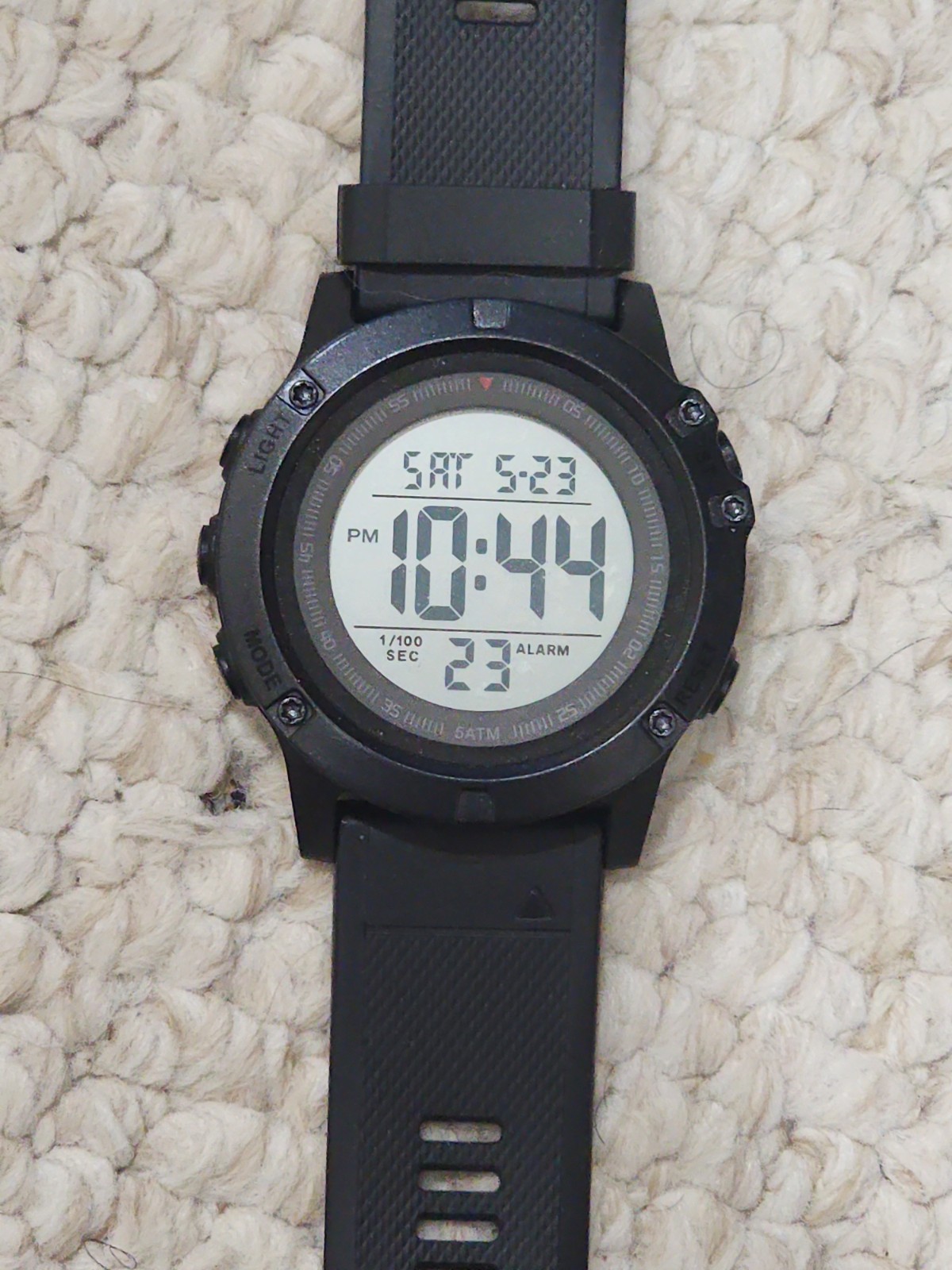 GOLDEN HOUR Mens Digital Sports Watch Black Tone New Battery Milti Function