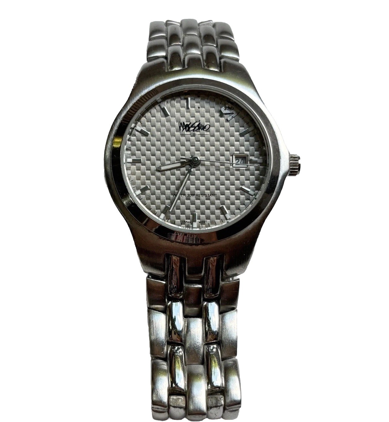 Mossimo Men’s Watch Water 30M Resistant Silver Toned Mm9019kb; Needs Battery