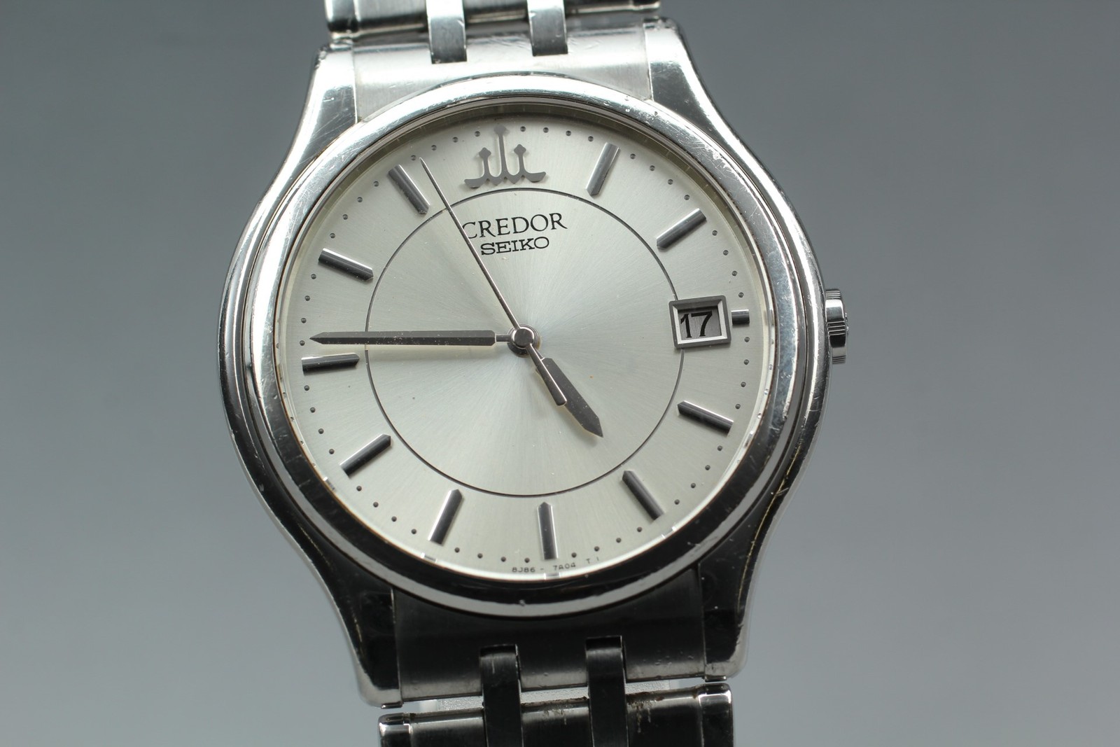 2002 *Exc+5 w/ Box* SEIKO Credor 8J86-7A00 Silver 35mm Quartz Men’s Watch JAPAN
