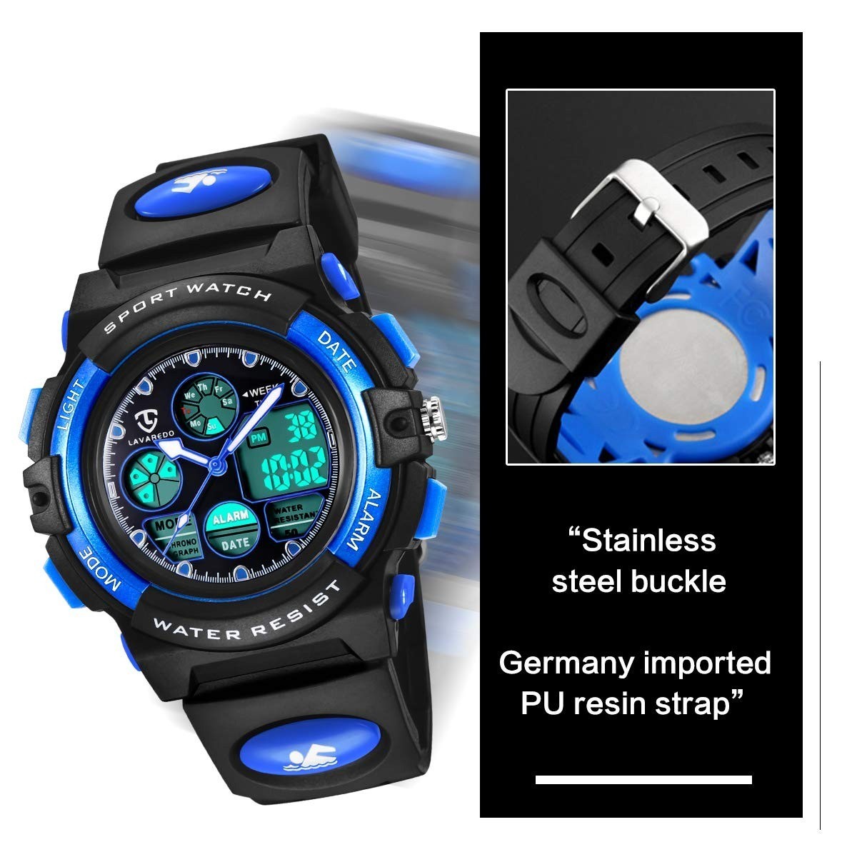 Kids Watch Boys Girls Ages 5-15 Analog Digital Waterproof Alarm Stopwatch Gift